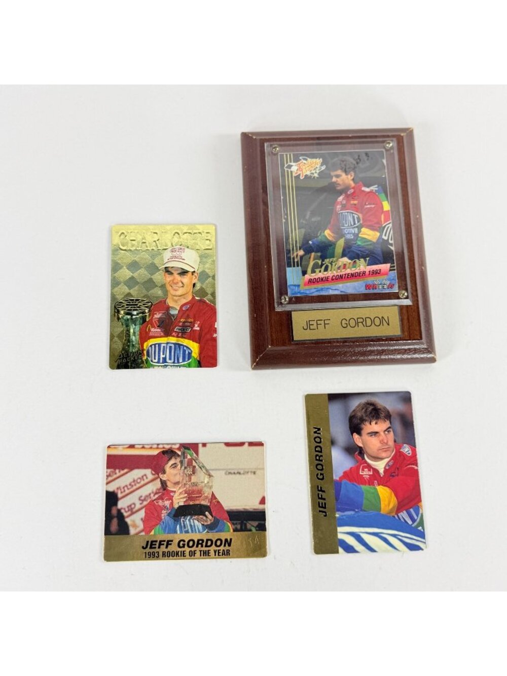 Jeff Gordon 1993 Rookie Plaque With 3 Trading Cards NASCAR Contenders Set
